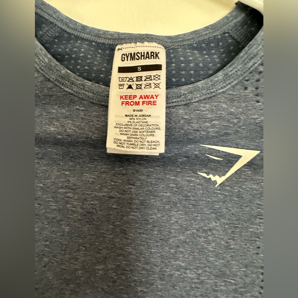 Gymshark Blue Vital Seamless Crop Top - Long Sleeve with Thumbholes size S - Picture 4 of 9